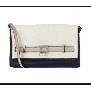 Kate Spade Womens Crossbody Bag Shoulder Purse Black White Ostrich Embossed